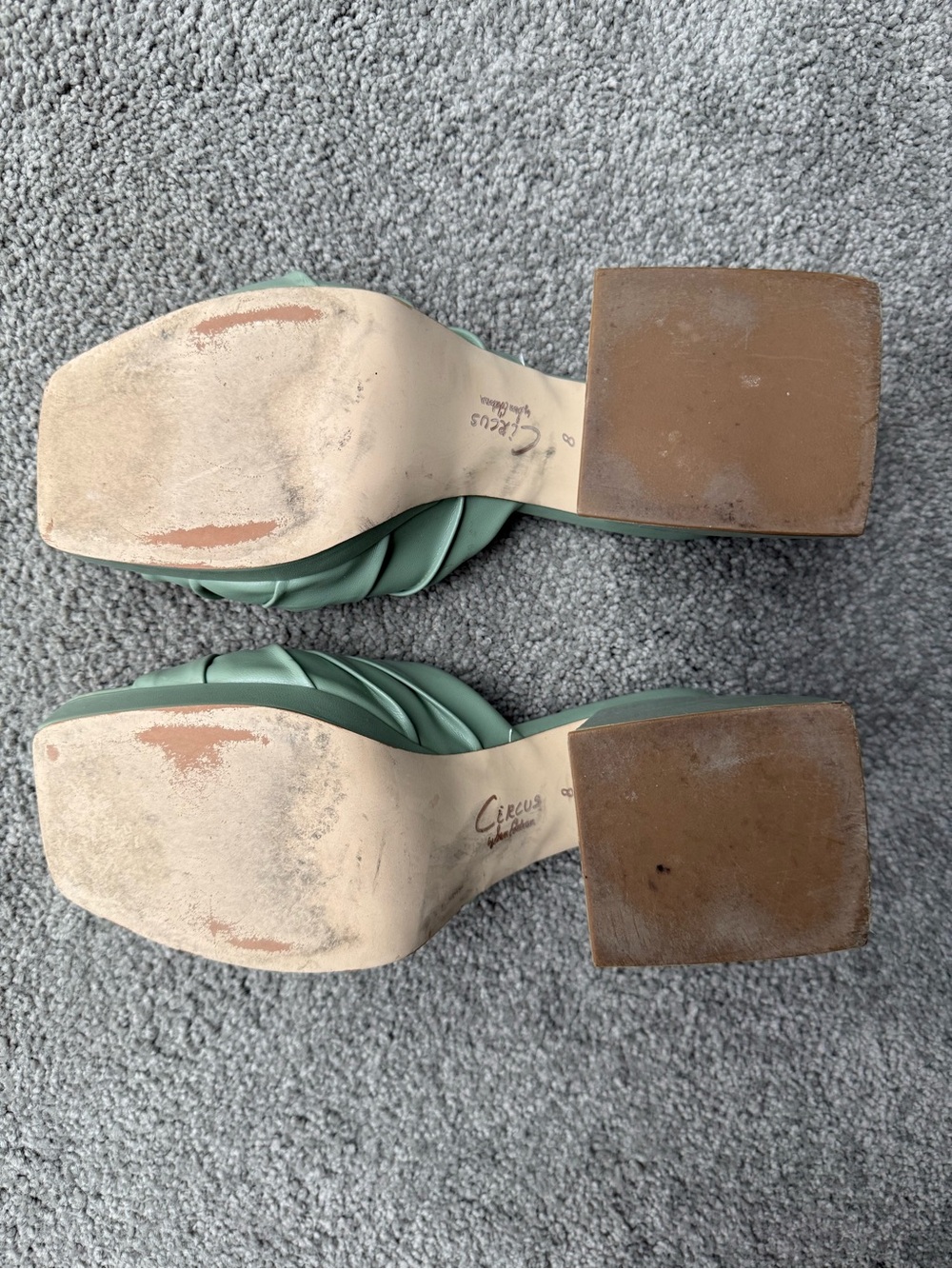 Sam Edelman Green Knotted Block Heel Mules - Women's Slide Heels - Picture 4 of 6